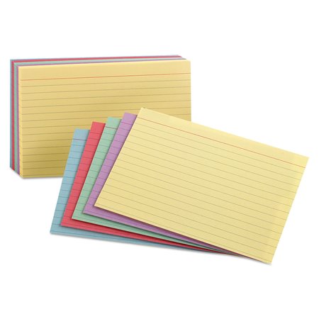 OXFORD Ruled Index Cards, 3x5", Assorted, PK100 40280